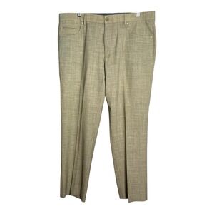 Ballin Mens 37x28 Comfort Eze Dress Pants Tan Textured Woven Flat Front Size 35‎
